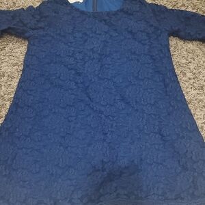 Elegant Blue Lace Kids Casual Dress
